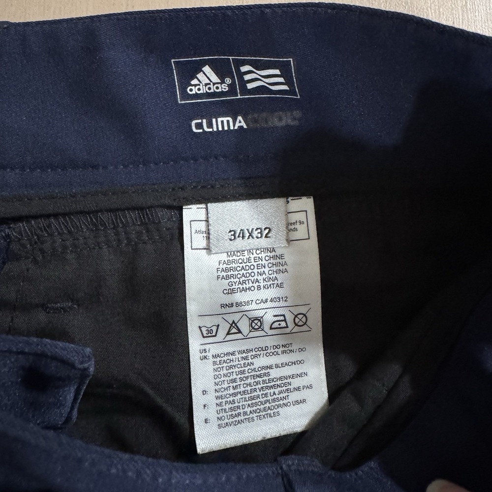 adidas Men's 34x32 ClimaCool Navy Performance Golf Pants Lightweight